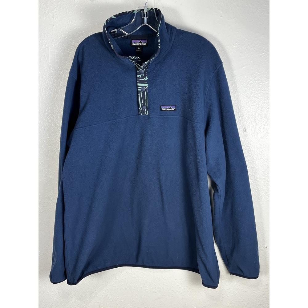 Patagonia Mens Micro D Snap-T Pullover Fleece Sweatshirt Size XL Blue Tiger